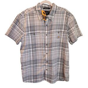 Carhartt Shirt Men's XL Brown Midweight Button Relaxed Fit Short Sleeve 106139